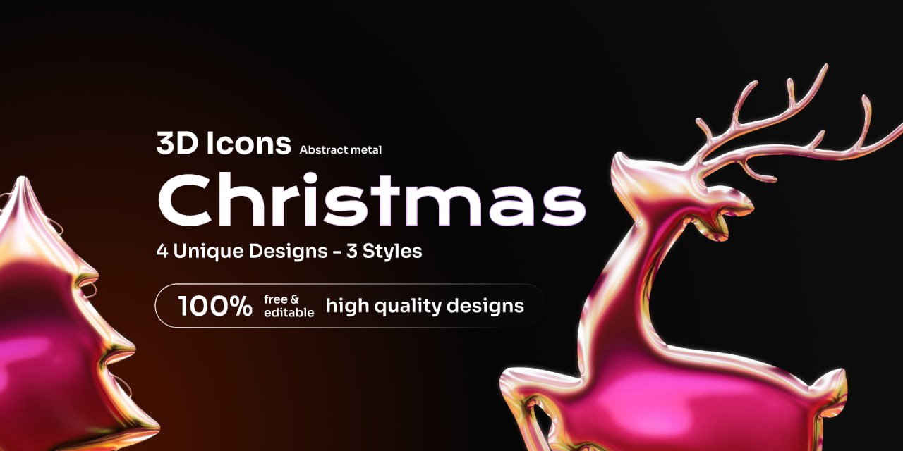 FREE 3D Christmas Metallic Icons